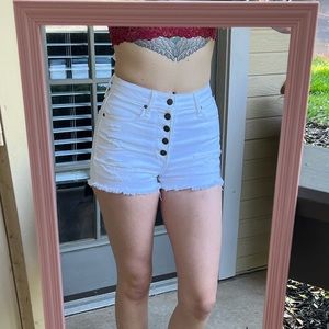 Abercrombie & Fitch Button Fly High Rise Distressed Shorts 🦅